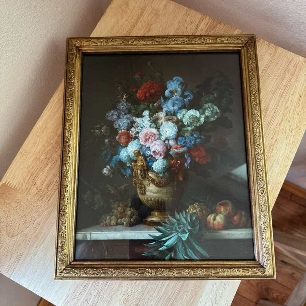 Floral Still Life Gold Framed Art - Picture 6 of 7